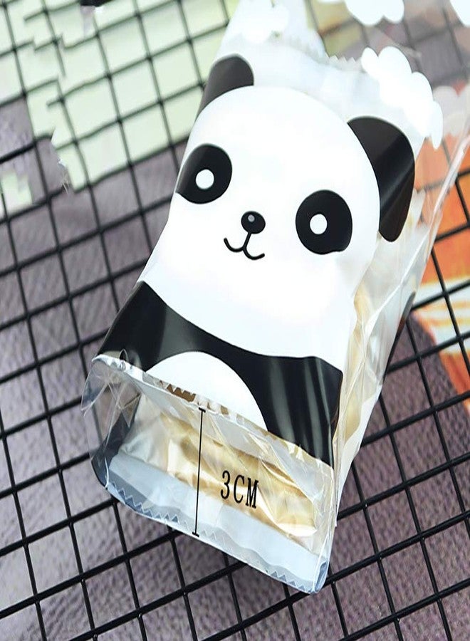 JHere 100PCS Panda Pattern Clear Cellophane Bags with 4" Twist Ties Sweet Cookie Candy Party Gift Wrapping Packaging Bags - Image 3